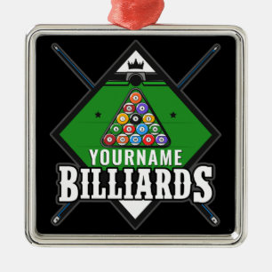 Personalized Billiards NAME Cue Rack Pool Room  Metal Ornament