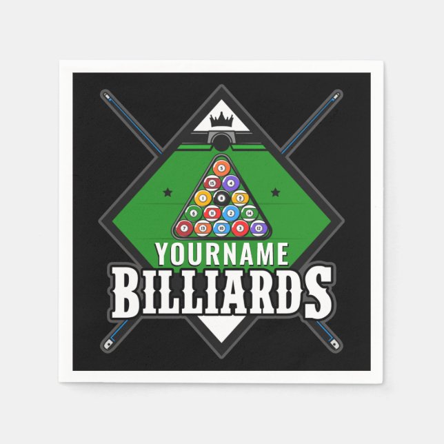 Personalized Billiards NAME Cue Rack Pool Room   Napkin (Front)