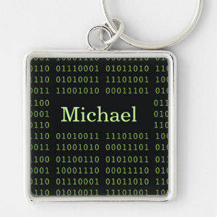 Personalized Binary Code Keychain