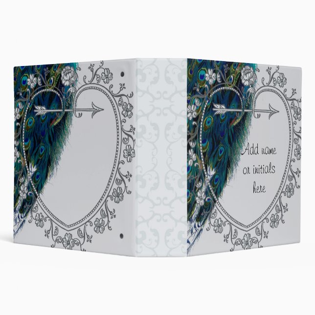 Personalized binder peacock feather, ornate heart (Background)
