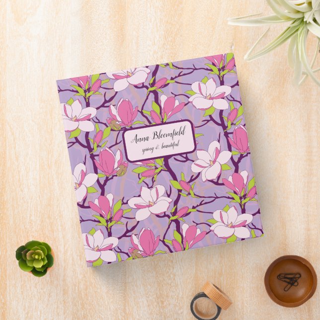 Personalized Binder with Blooming Magnolia (In Situ)