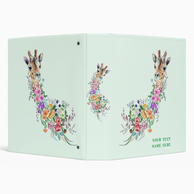Personalized Binder with Floral Giraffe (Background)