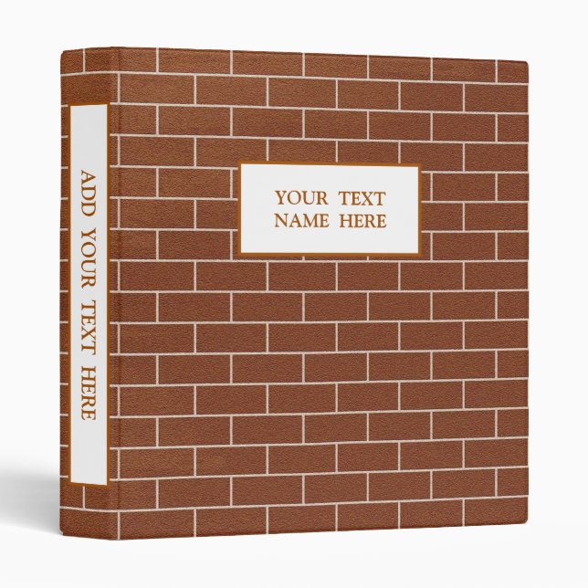 Personalized Binder Your Text - A Brick Wall (Front/Spine)