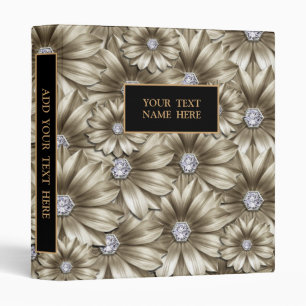 Personalized Binder Your Text - Diamond Flowers