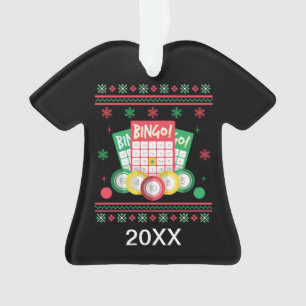 Personalized Bingo Player Ugly Xmas Sweater Ornament