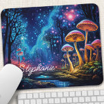 Personalized Bioluminescent Mushroom Mouse Pad<br><div class="desc">Transform your workspace into a magical realm with this personalized mouse pad featuring a bioluminescent forest teeming with glowing mushrooms. The enchanting scene, alive with vibrant colours and mystical details, inspires creativity and wonder. Make it truly yours by adding your name or a special message. The smooth surface ensures precise...</div>