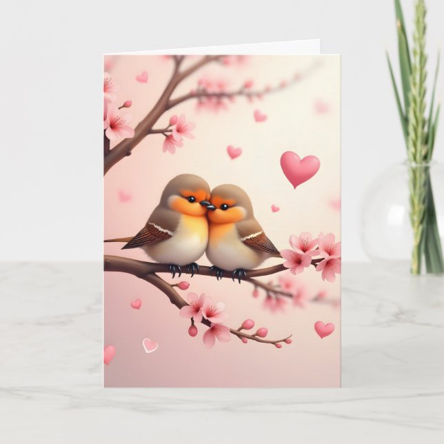 Personalized Bird Couple Valentine  Holiday Card (Front)