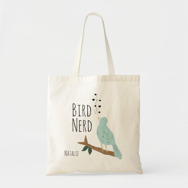 Personalized Bird Nerd Tote Bag (Front)