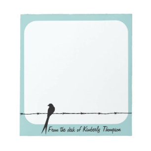 Personalized Bird On Barbed Wire Notepad
