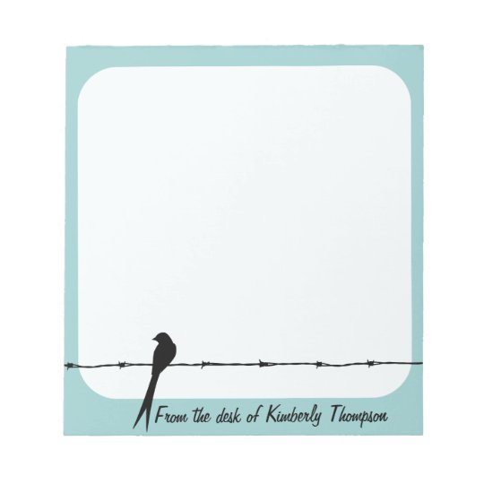 Personalized Bird On Barbed Wire Notepad
