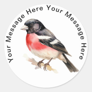 Personalized Bird  Stickers Rose-breasted Grosbeak