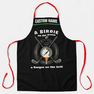 Personalized Birdie Green Burger Grill Golf BBQ Apron