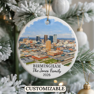 Personalized Birmingham Ornament, Custom Alabama Ceramic Ornament