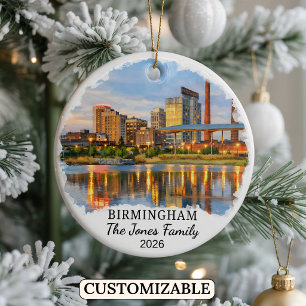 Personalized Birmingham Ornament, Custom Alabama Ceramic Ornament
