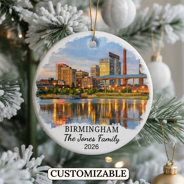 Personalized Birmingham Ornament, Custom Alabama Ceramic Ornament (Creator Uploaded)