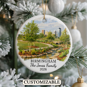 Personalized Birmingham Ornament, Custom Alabama Ceramic Ornament