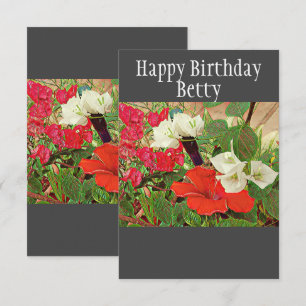 Personalized Birth Day Red Hibiscus Watercolor Card