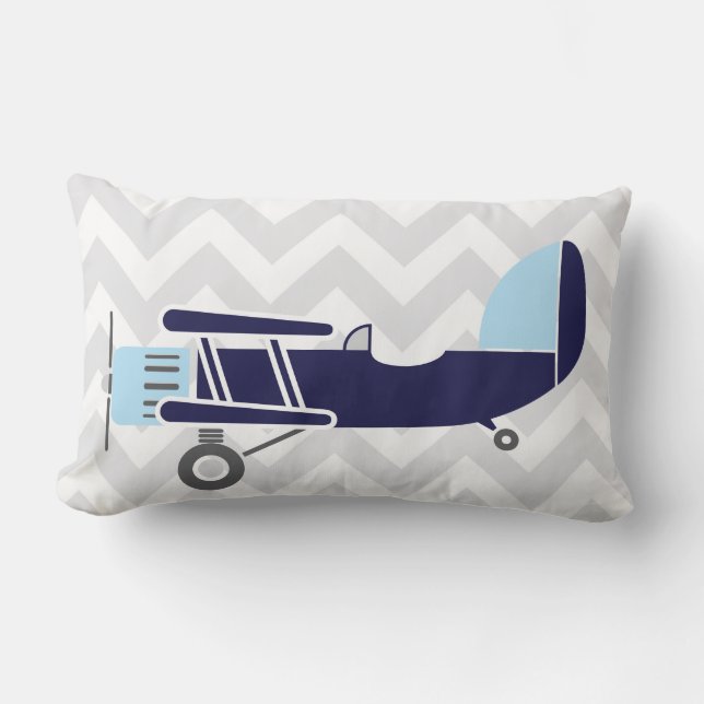 Personalized Birth Details Airplanes Lumbar Pillow (Front)
