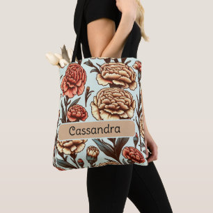 Personalized Birth Flower Carnation January Tote Bag