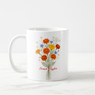 Personalized Birth Flower Marigold Custom Coffee Mug