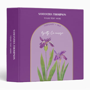 Personalized Birth Flower Month February Iris  Binder