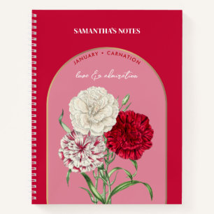 Personalized Birth Flower Month January Carnation Notebook