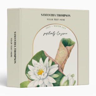 Personalized Birth Flower Month July Water Lily Binder