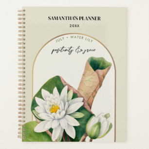 Personalized Birth Flower Month July Water Lily Planner