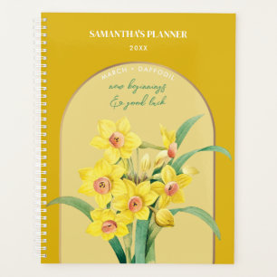 Personalized Birth Flower Month March Daffodil  Planner