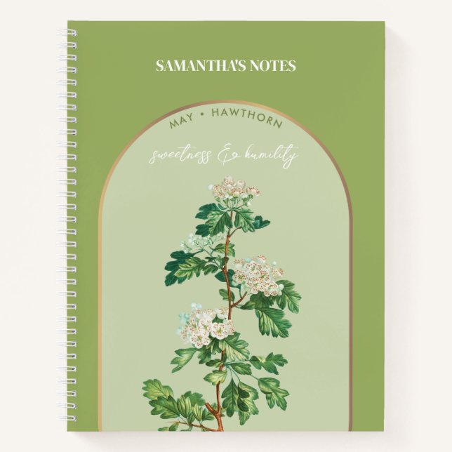 Personalized Birth Flower Month May Hawthorn Notebook (Front)