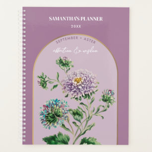 Personalized Birth Flower Month September Aster Planner