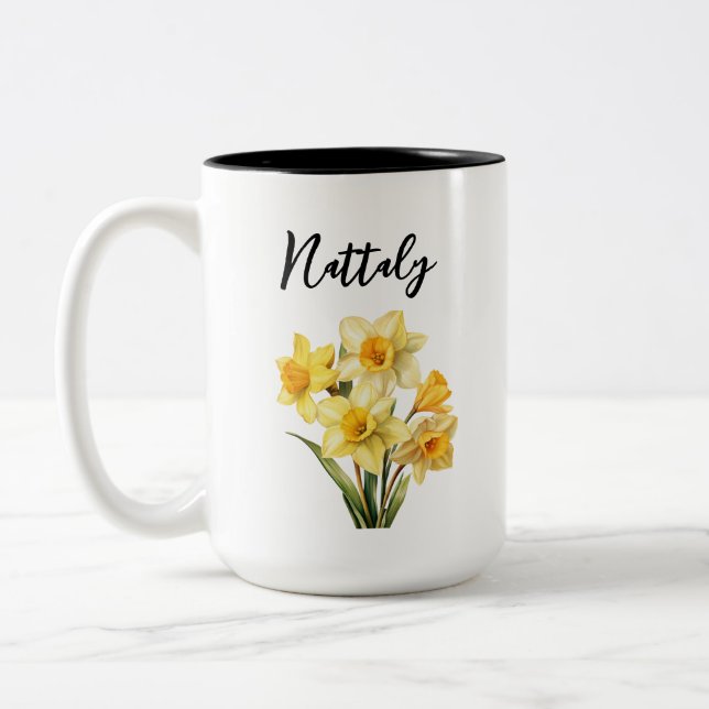 Personalized Birth Flower Mug - March (Left)