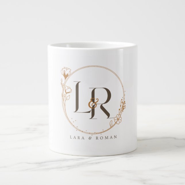 Personalized Birth Flower Tumbler With Name Large Coffee Mug (Front)