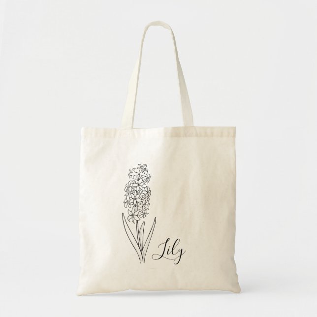 Personalized Birth Month Flower Custom Name  Tote Bag (Front)