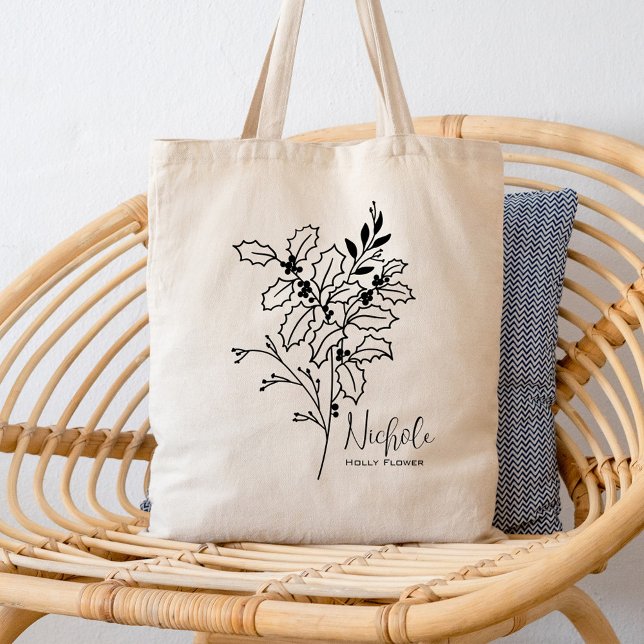 Personalized Birth Month Flower December Boho  Tote Bag (Creator Uploaded)