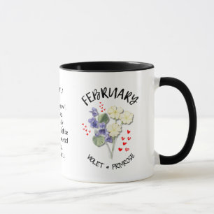 Personalized Birth Month Flower FEBRUARY Mug