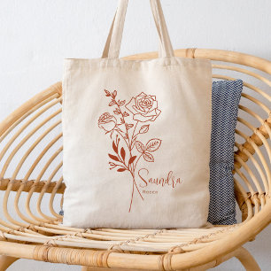 Personalized Birth Month Flower June Boho Tote Bag