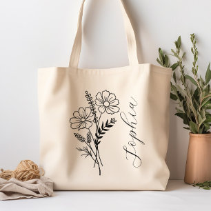Personalized Birth Month Flower October Tote Bag