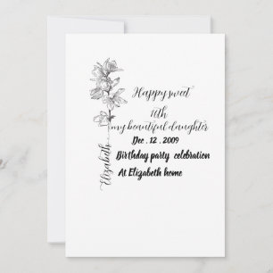Personalized Birth Month Flower sweet 16 birthday  Invitation