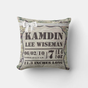Personalized Birth Pillow Army OCP Camo Uniform