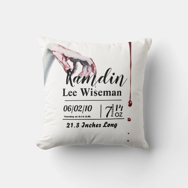 Personalized Birth Pillow zombie blood drip vampir (Front)
