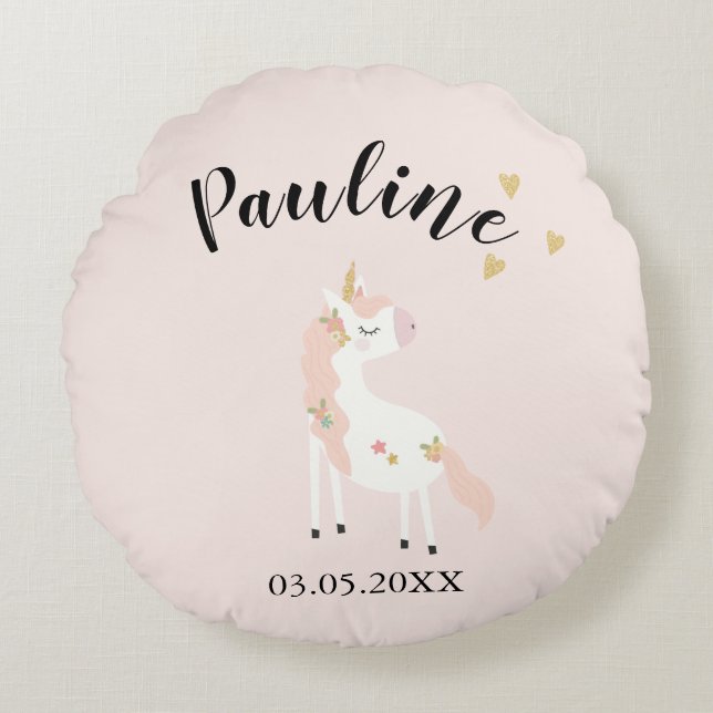 personalized birth round pillow (Front)