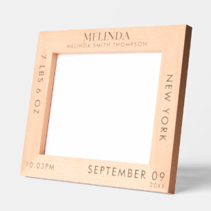 Personalized Birth Stats Birth Information Photo Etched Frames