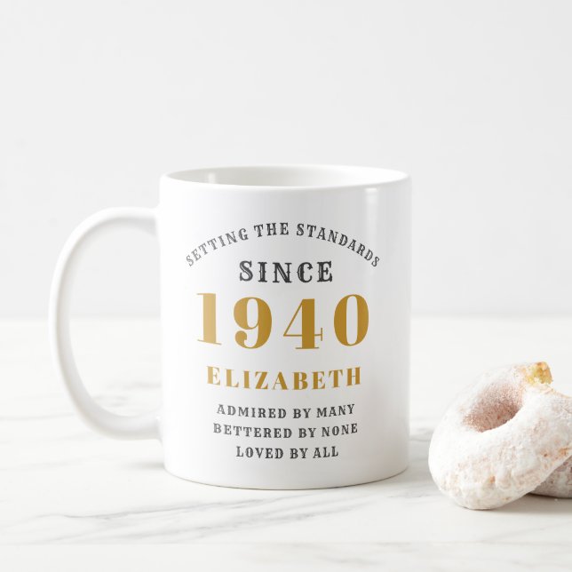 Personalized Birthday 1940 Add Your Name Elegant Coffee Mug (With Donut)