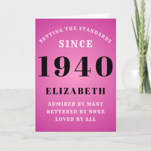 Personalized Birthday 1940 Add Your Name Pink Chic Card