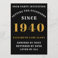 Personalized Birthday 1940  Black Gold White