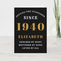Personalized Birthday 1940 Elegant Black Gold Chic