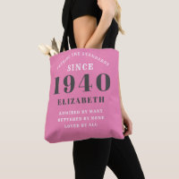 Personalized Birthday 1940 Name Grey Pink Girly