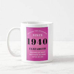 Personalized Birthday 1940 Pink Girly Add Name Coffee Mug