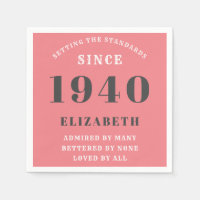 Personalized Birthday 1940 Pink Grey Add Name Chic